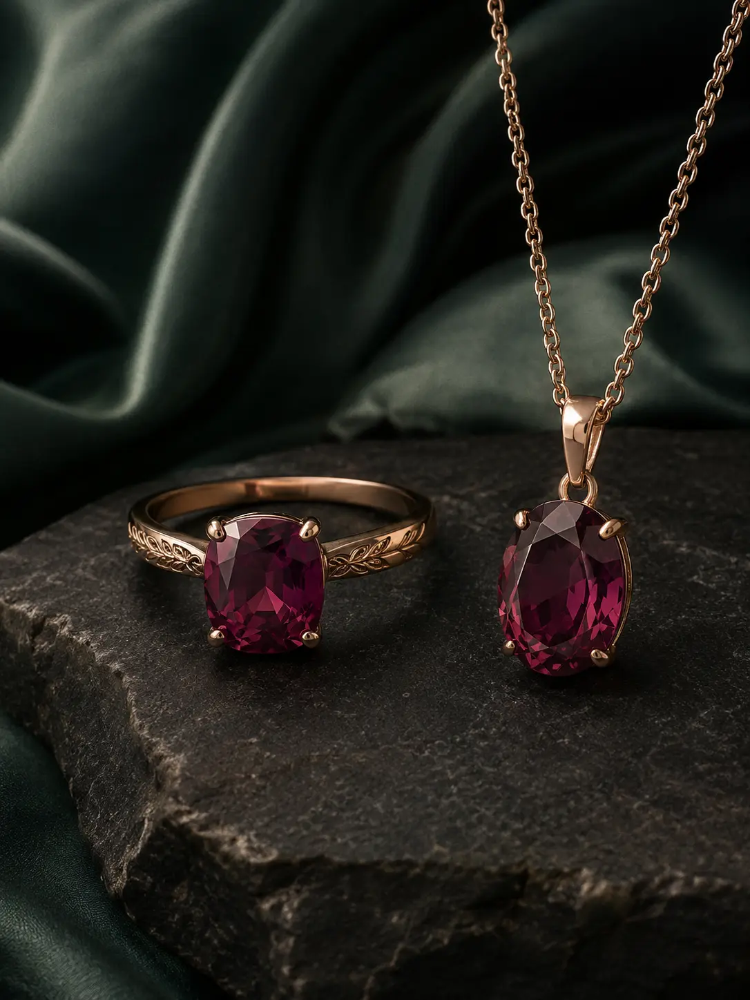 Украшения со вставками: родолитовый гранат